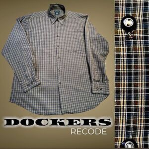 Dockers Recode Plaid Long Sleeve Button up Mens Shirt Large
